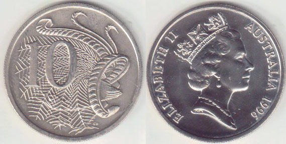 1996 Australia 10 Cents (mint set only) chUnc A004386